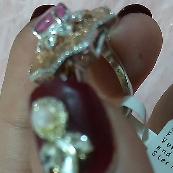 Sold ILAKAKA Hot Pink Sapphire Diamond Accent Vermeil Gold Cocktail Ring - Picture 3 of 9